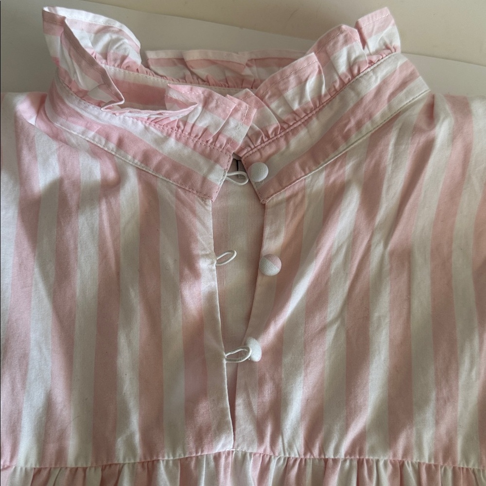 Women’s Pink Striped Maxi Dress - Relaxed Tiered Silhouette - Picture 6 of 7